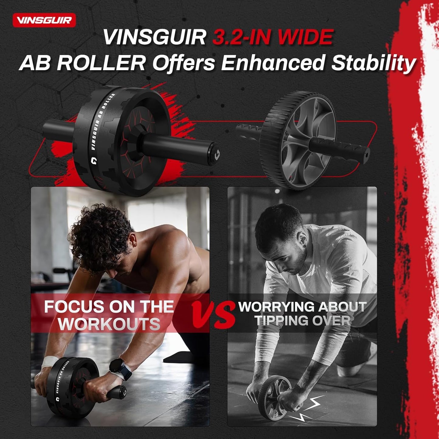 VINSGUIR Ab Roller Wheel with Knee Pad for Full-Body Strength Training