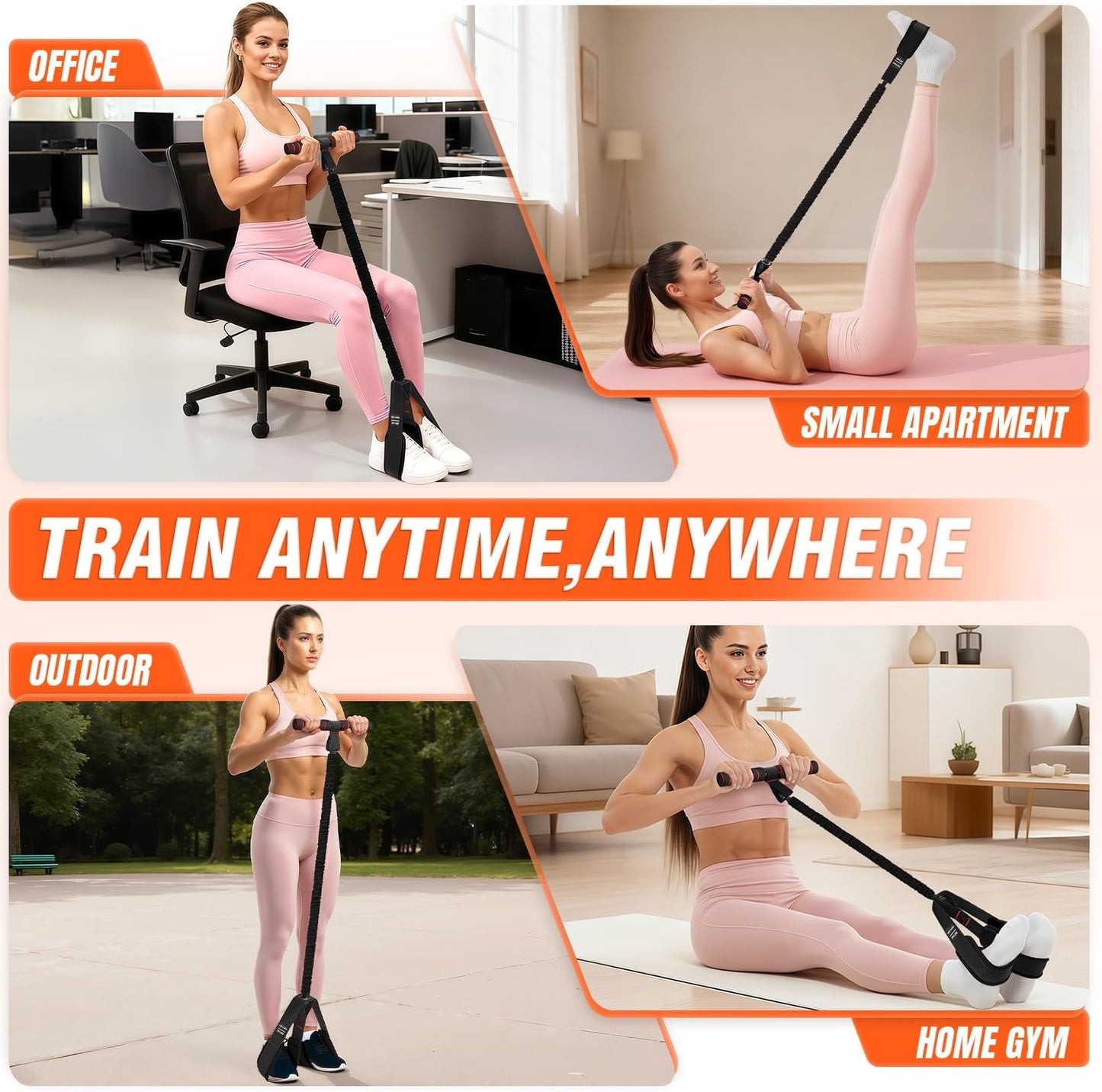 55lbs Pedal Resistance Bands with Handles for Full Body Workout