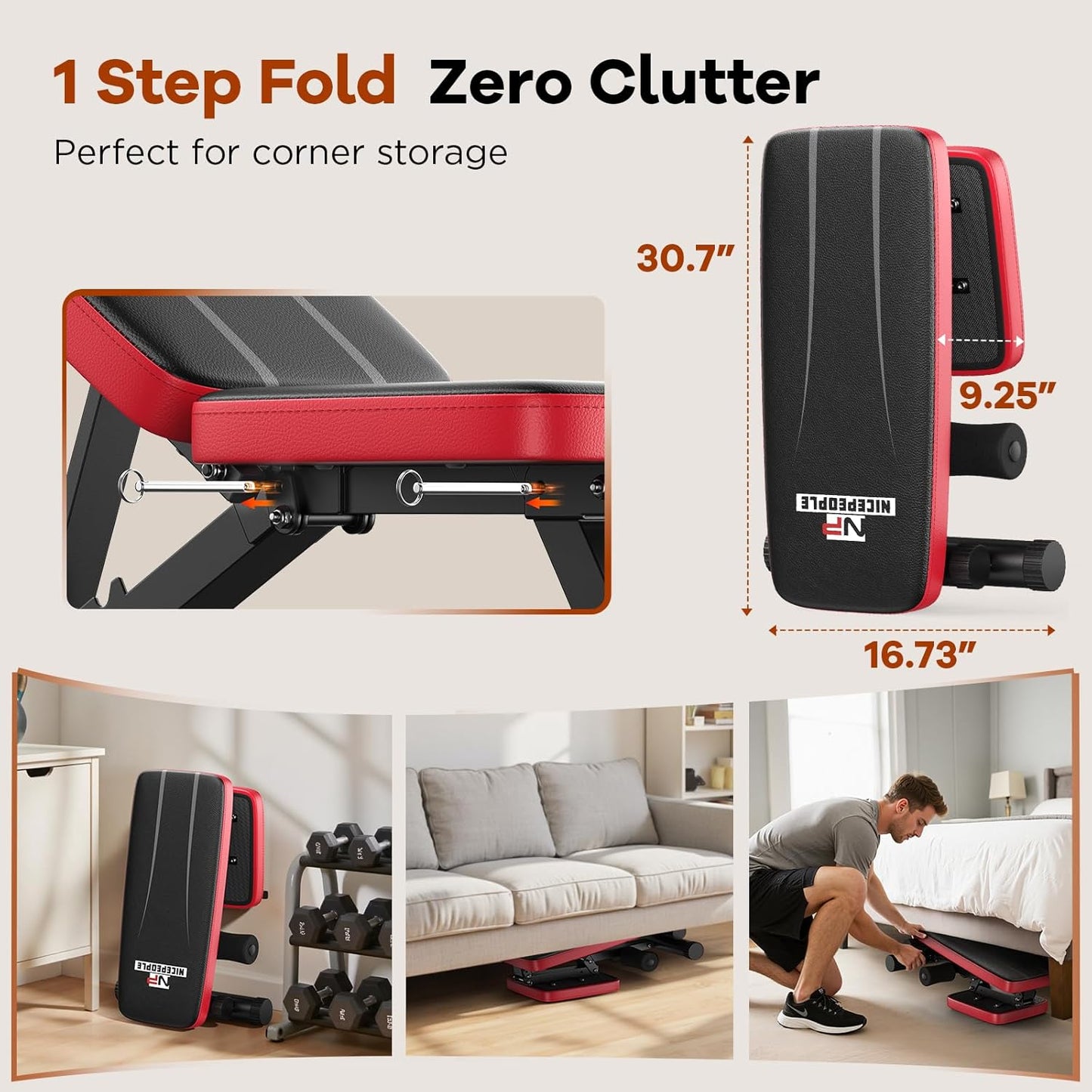 NICEPEOPLE Adjustable Weight Bench for Home Gym, 660LBS Capacity