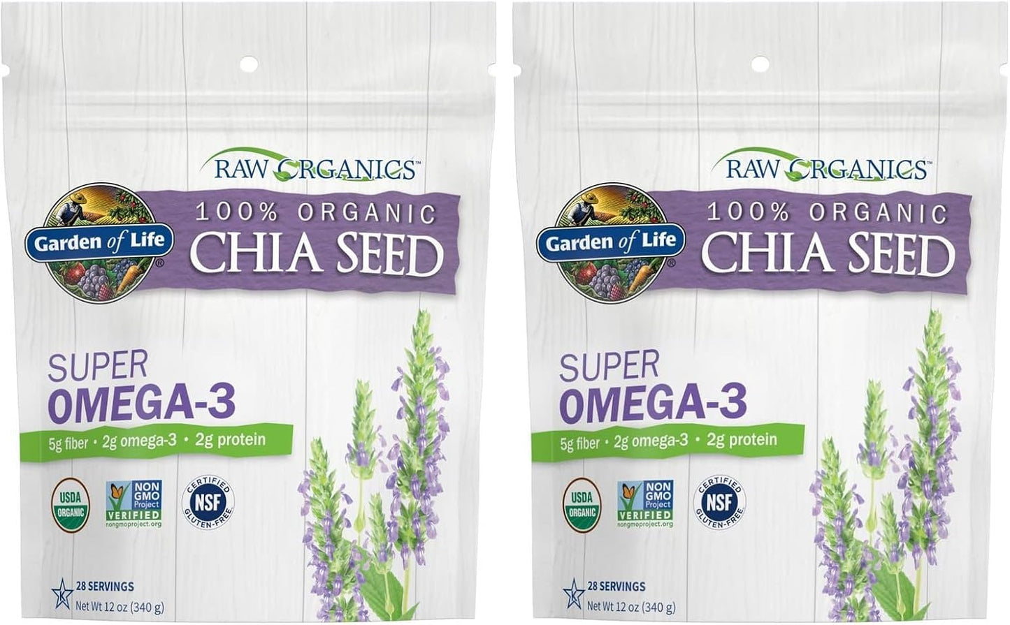 Garden of Life Raw Organics 100% Organic Chia Seeds for Smoothies and Pudding, Whole Seed Foods with Omega 3 Superfood, 28 Servings