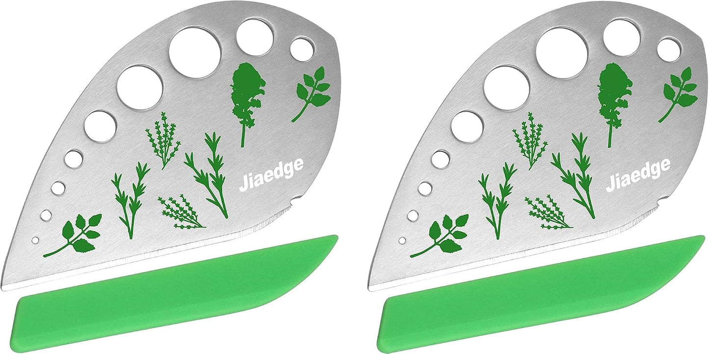 Herb Stripper, Jiaedge Green 9 holes Stainless Steel Kitchen Herbs Leaf Stripping Tool, Metal Herb Peeler for Kale, Collard Greens, Thyme, Basil, Rosemary Stripper
