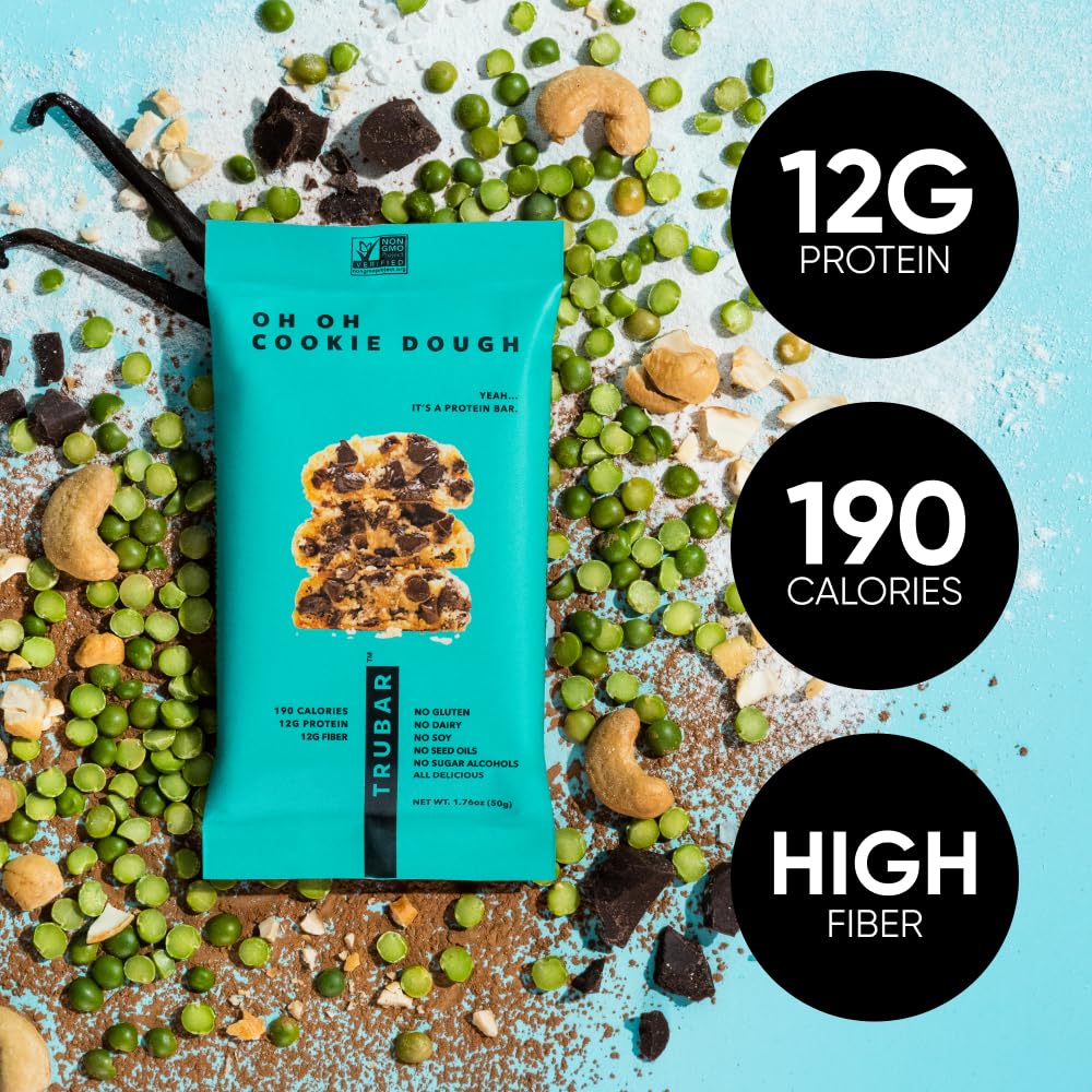 TRUBAR Vegan Protein Bars Variety Pack, 15 Count, Gluten Free, Plant Based, High Fiber