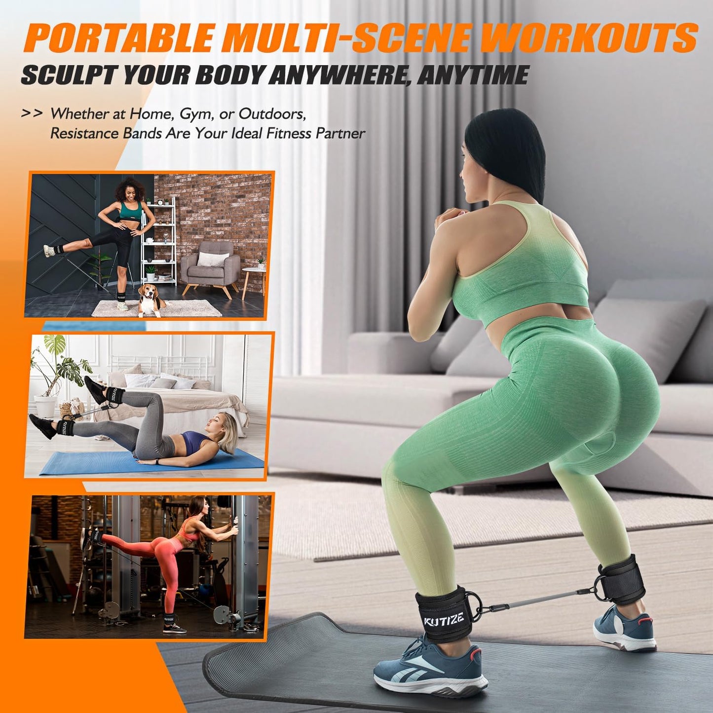 KUTIZE Adjustable Ankle Resistance Bands for Full-Body Workouts