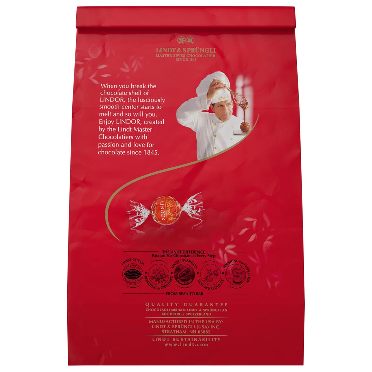 Lindt LINDOR Milk Chocolate Candy Truffles, Milk Chocolate with Melting Truffle Center, 15.2 oz. Bag