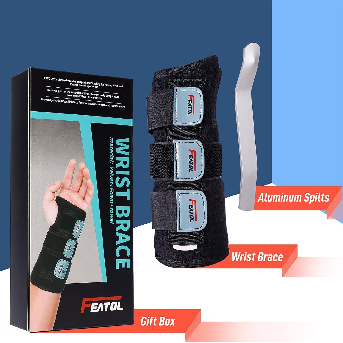 FEATOL Wrist Brace Hand Brace for Carpal Tunnel and Tendonitis Relief, Small/Medium