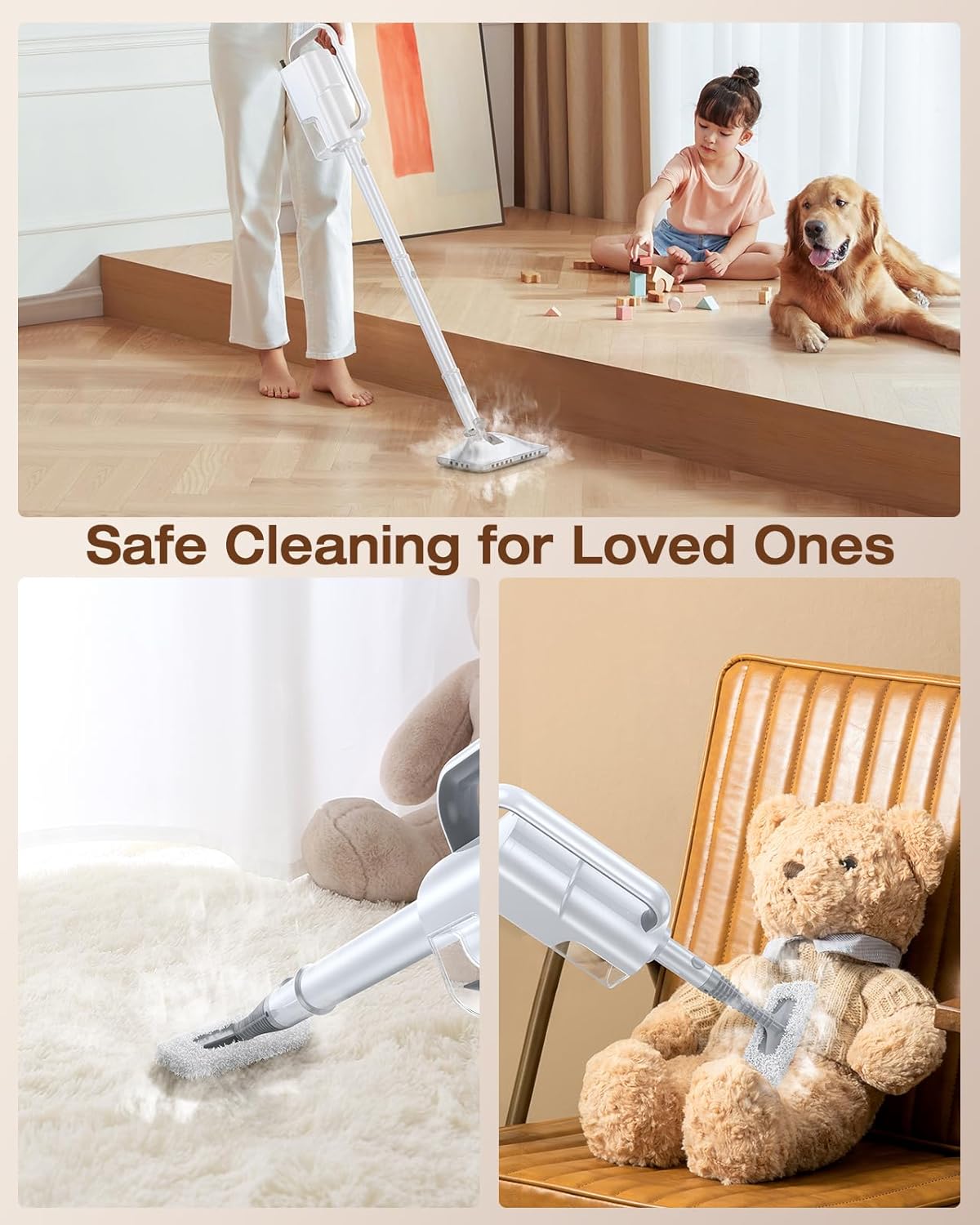 10-in-1 Steam Mop, Detachable Handheld Steam Cleaner for Multi-Surface | 350ml Tank,10s Heat-Up,248°F Steam Cleaner,2-Level Control,Swivel Head for Carpet,Floor,Tiles,BBQ grill,Car Accessories