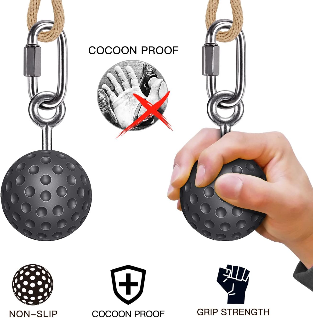 SELEWARE Non-Slip Pull Up Power Balls for Strength Training, Forearm and Hand Exerciser