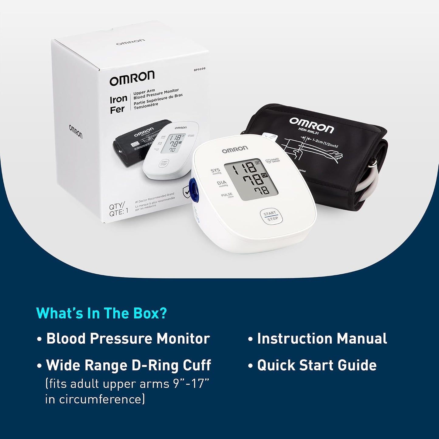 OMRON Iron Upper Arm Blood Pressure Monitor for Home Use