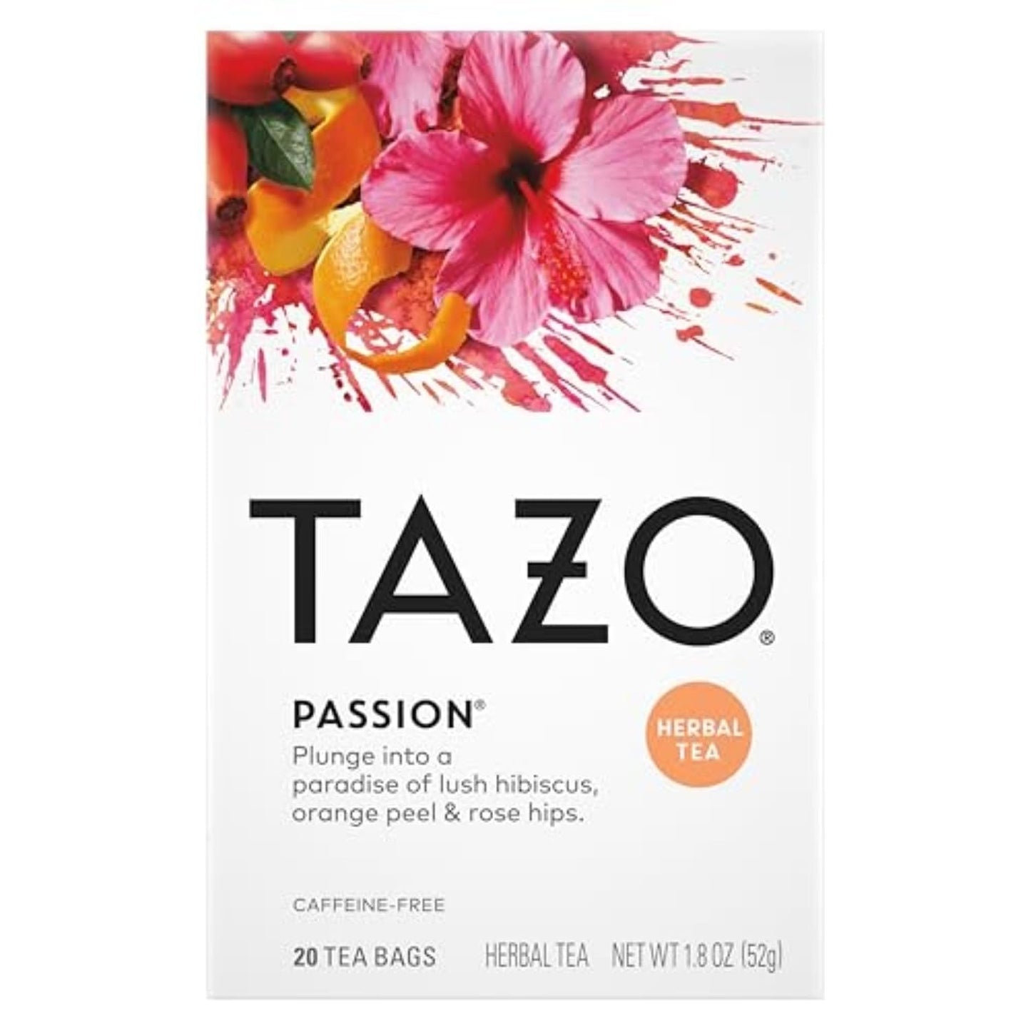 TAZO Passion Herbal Tea Bags 120-Count Caffeine-Free Tropical Blend