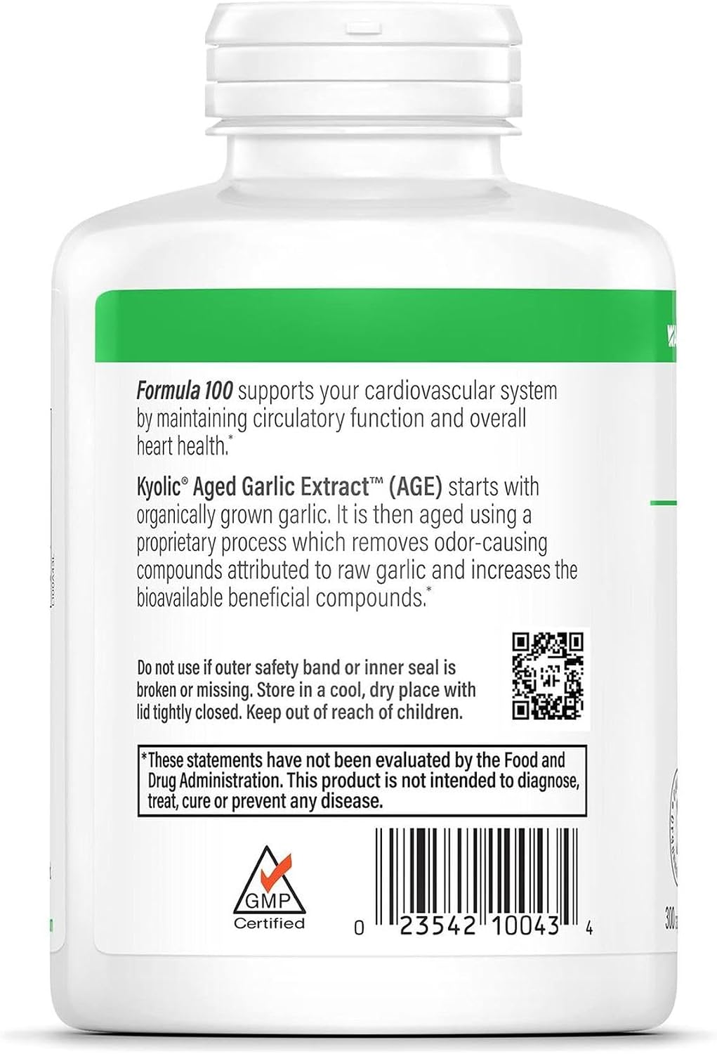 Kyolic Aged Garlic Extract Formula 100, Cardiovascular Health*, 300 Capsules.