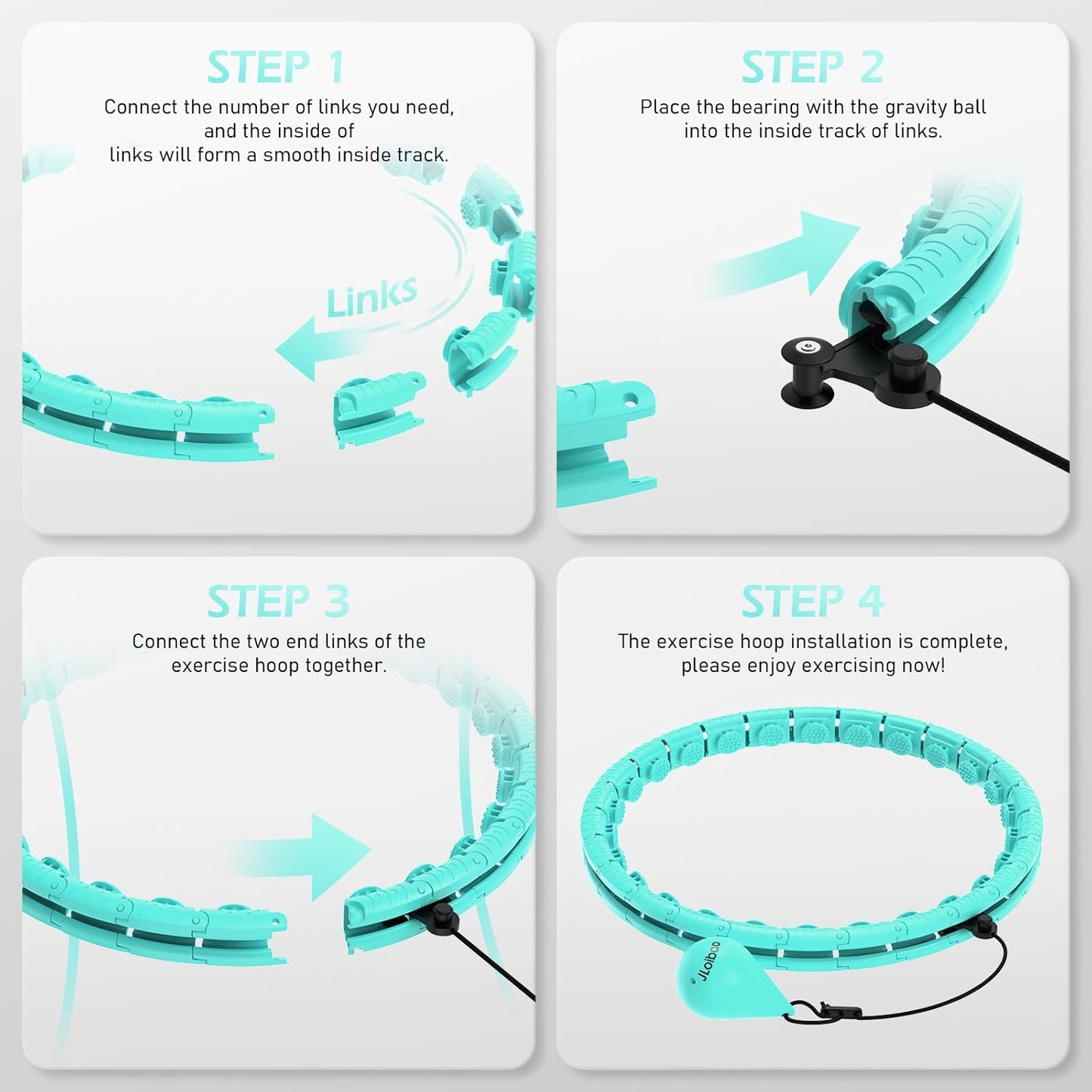 JLoibao Weighted Hula Hoop, 56-66 Inch, for Adults Weight Loss