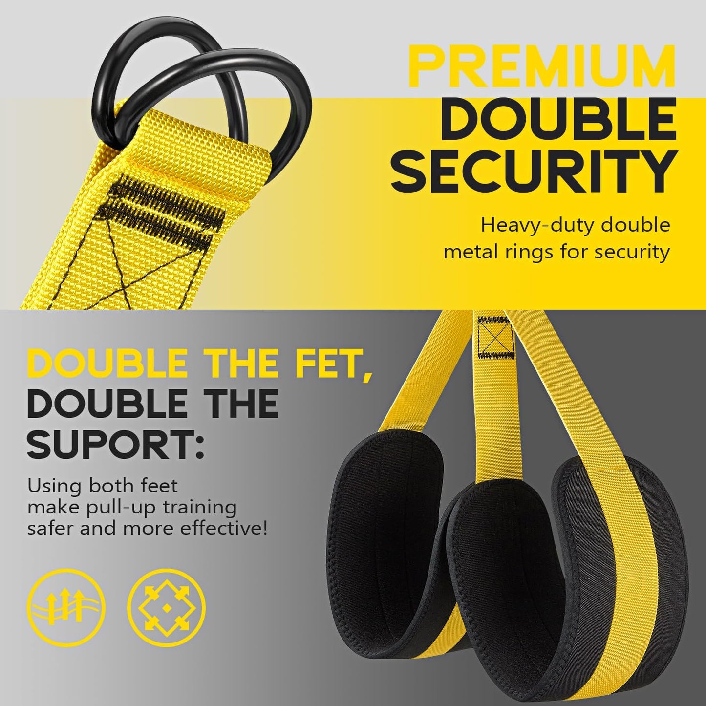 Pull Up Assist Bands with 3 Resistance Levels and Adjustable Comfort Foot Rest