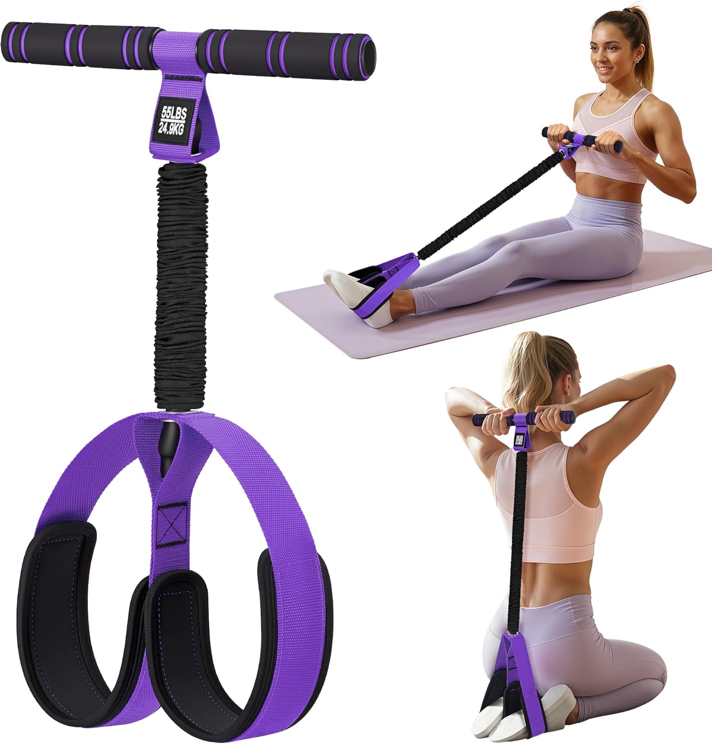 Pedal Resistance Band with Handle 55LBS Exercise Equipment