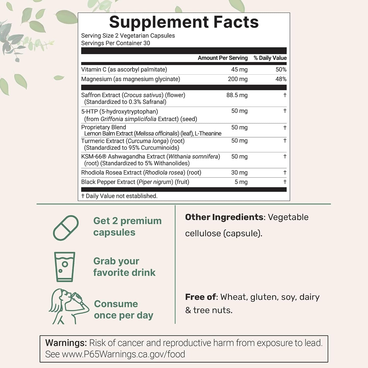 Micro Ingredients Saffron+ Advanced Supplements, 60 Veggie Capsules
