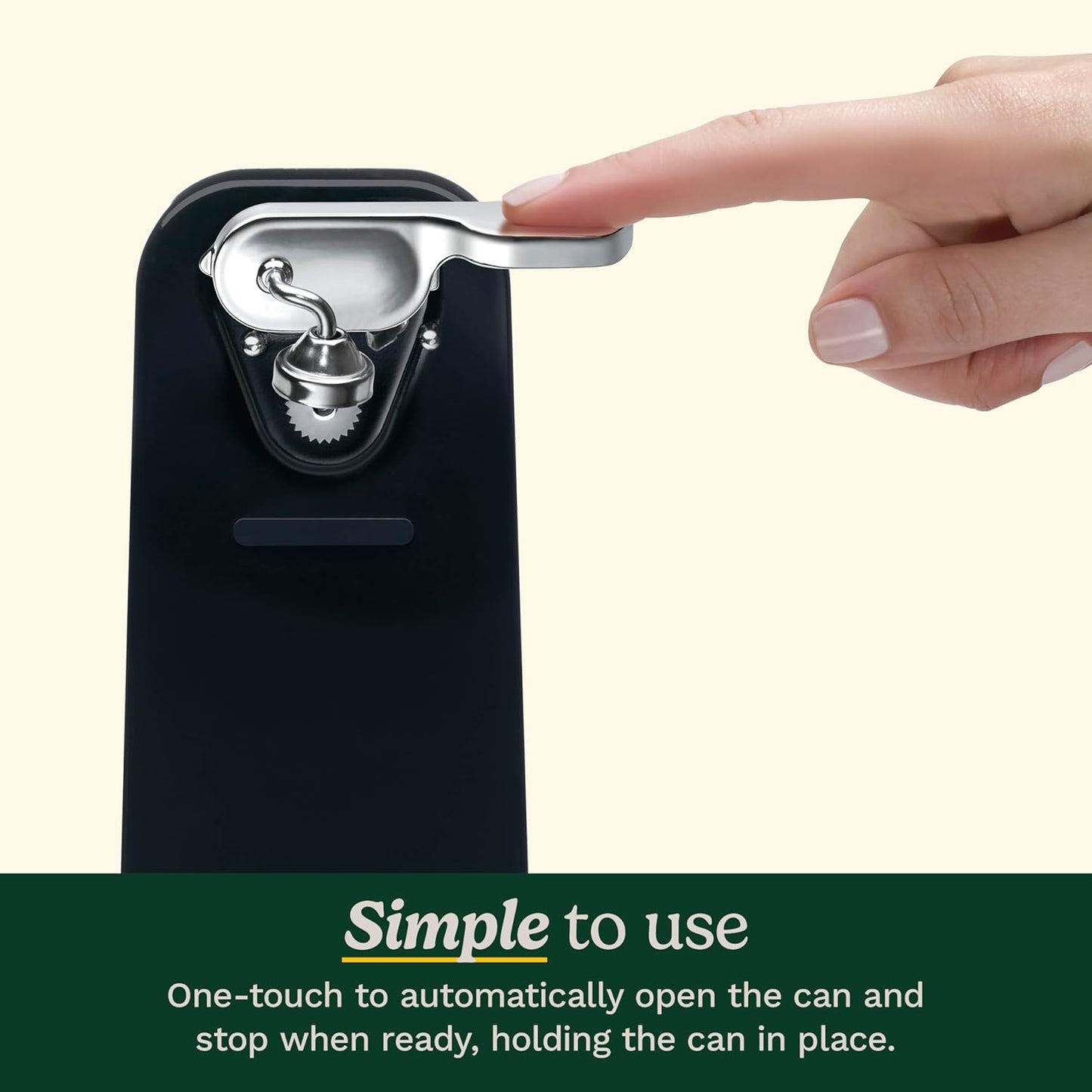 Cuisinart Electric Can Opener, One-Touch Operation, Nonslip Base, Black | CCO-50BKN, ideal electric can opener for seniors with magnetic lid holder, one-touch design, nonslip base & detachable lever