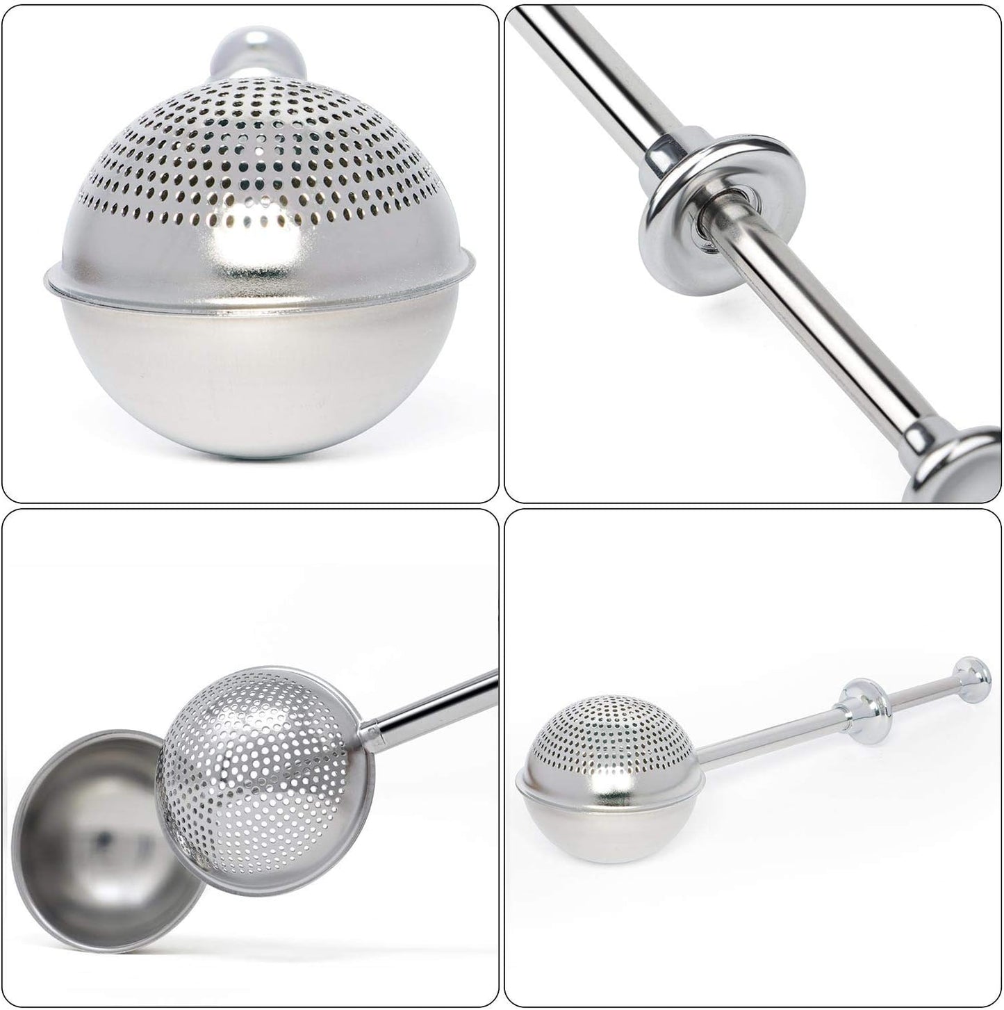 HULISEN Flour Duster, 304 Stainless Steel Flour Sifter for Baking | Spring-Press Handle, Dishwasher Safe, For Flour, Powdered Sugar, Fine Spices, Pick Up and Dust Flour Sifter, Gift Package
