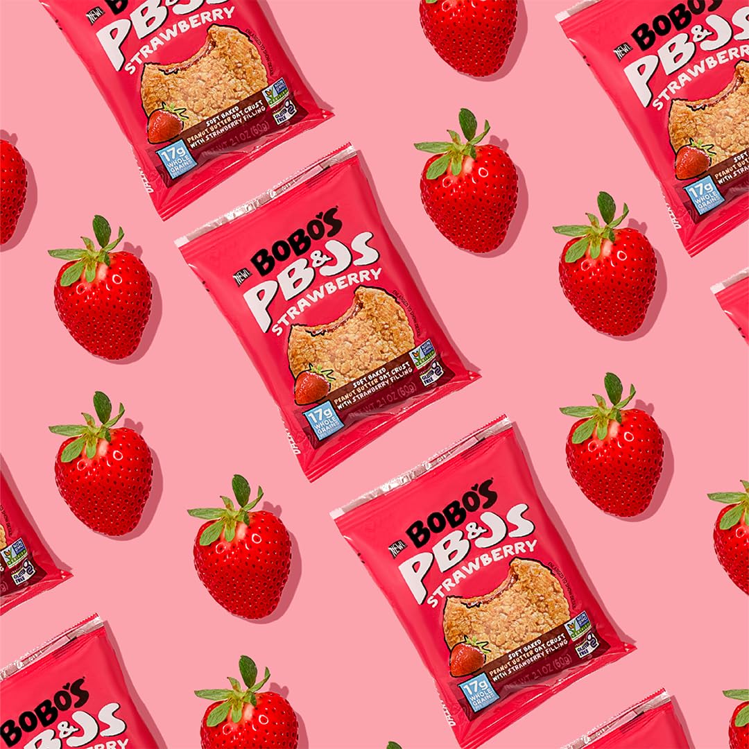 Bobo's Strawberry PB&J Oat Snacks, Gluten-Free, Non-GMO, Plant-Based, Whole Grain Oats