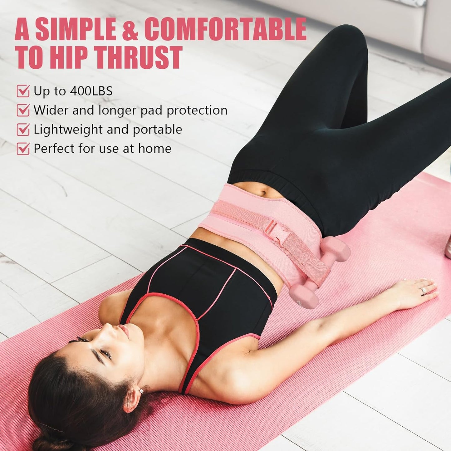Exercise Hip Thrust Belt for Dumbbells, Kettlebells, and Plates, Comfortable and Durable