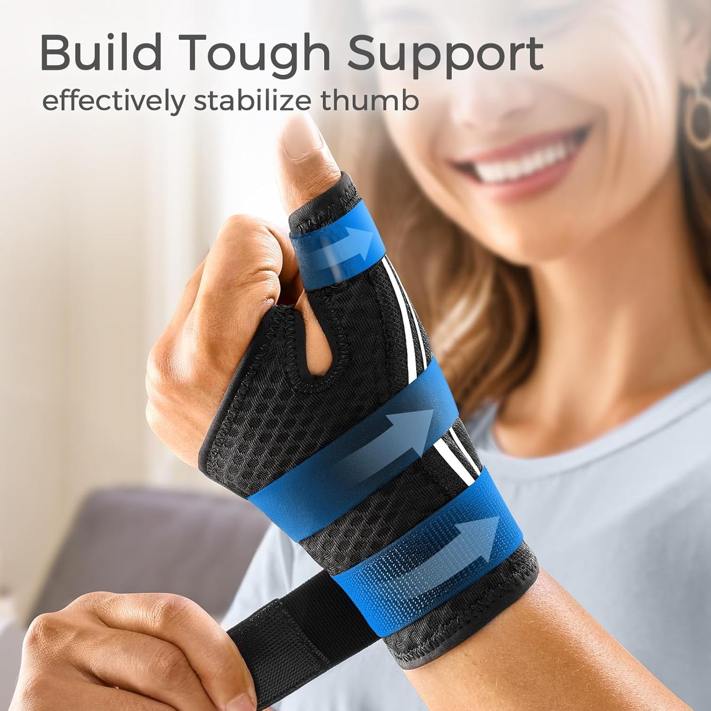 FREETOO Thumb Brace Support for Arthritis Pain and Tendonitis, Right or Left Hand, White, S/M