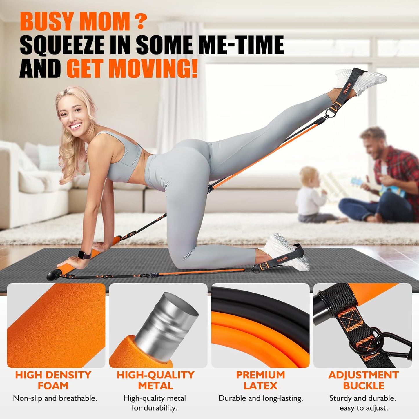 KUTIZE Pilates Bar Kit with Resistance Bands for Full-Body Workouts