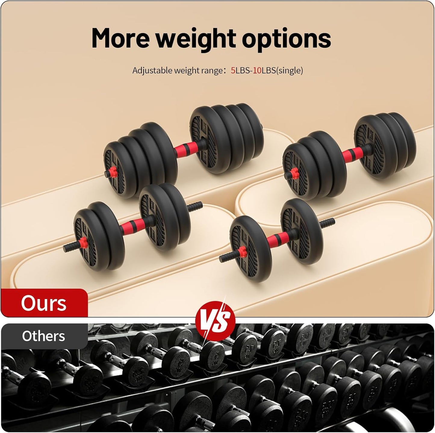 Adjustable Dumbbell Set: 20/30/40/60/80lbs Weights for Home Gym Workouts