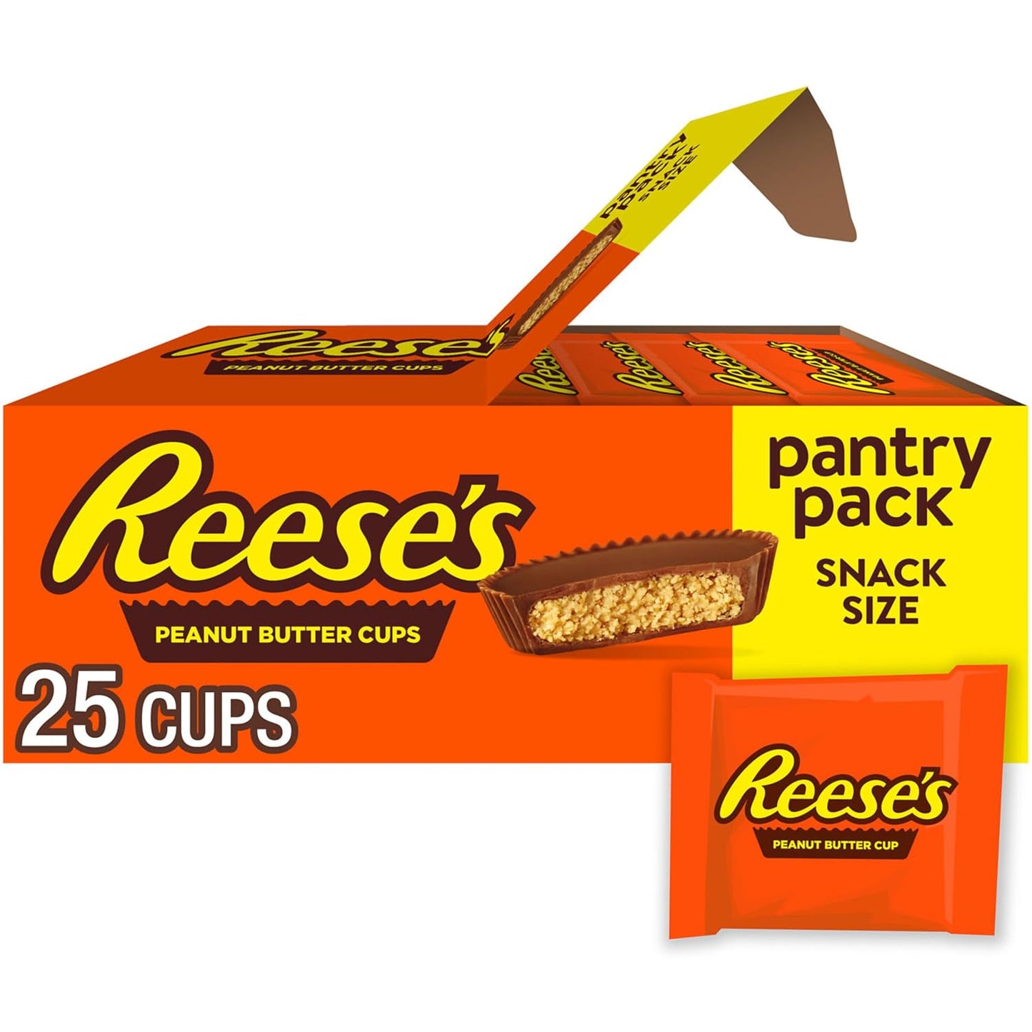 REESE'S Milk Chocolate Snack Size Peanut Butter Cups, 25 Pieces, 13.75 oz