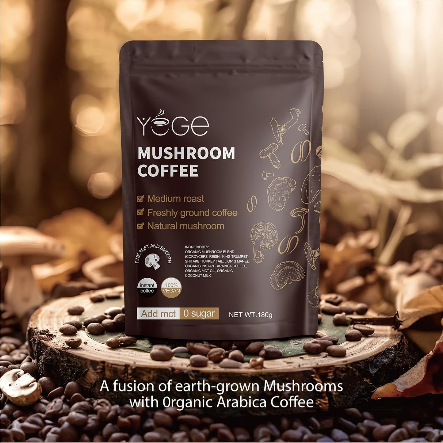 Mushroom Coffee with Cordyceps, Reishi, and Lions Mane for Energy and Immune Support