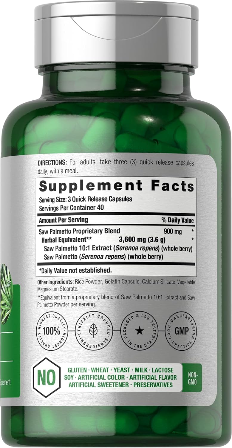 Horbäach Saw Palmetto Extract 120 Capsules Non-GMO Gluten Free