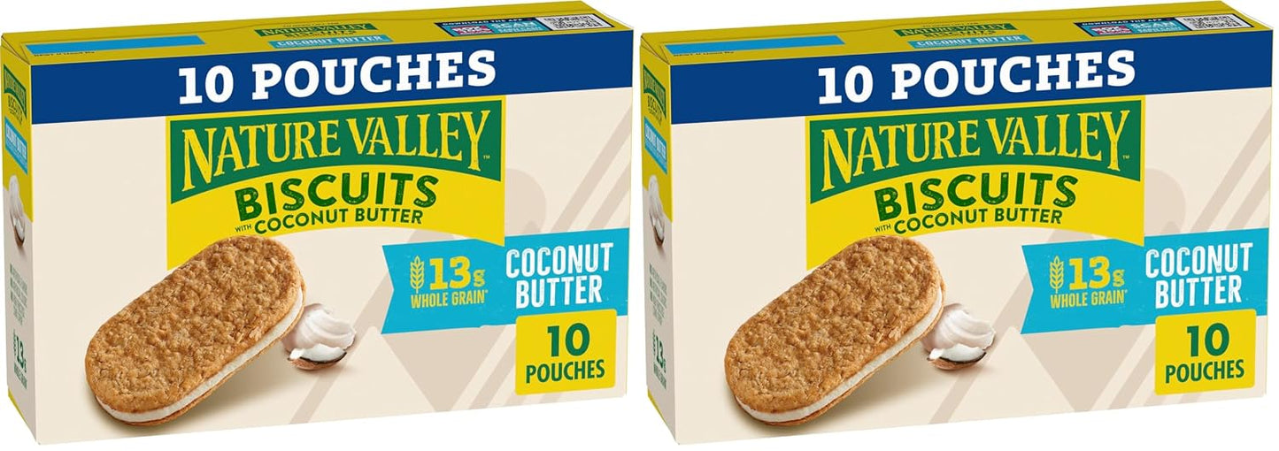 Nature Valley Cinnamon Almond Butter Biscuit Sandwiches, 10 Bars, 13.5 oz, Pack of 6