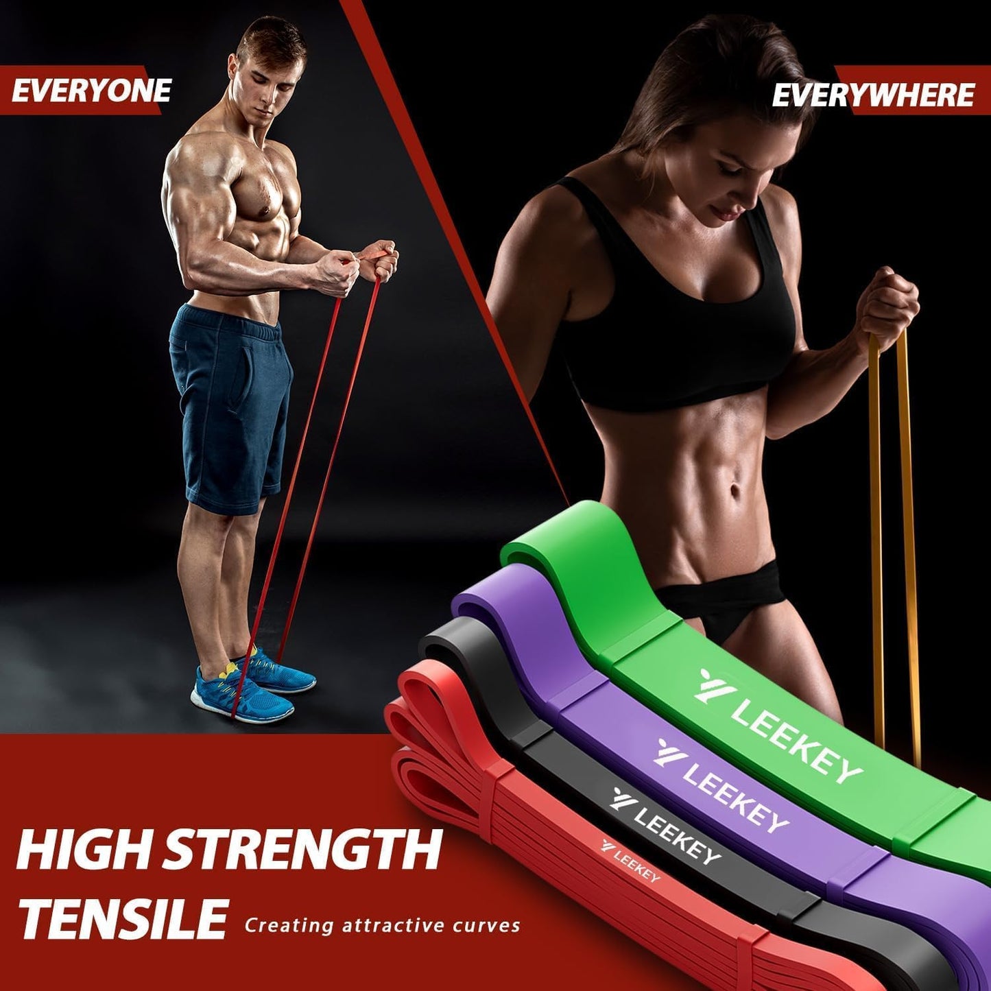LEEKEY Resistance Bands for Working Out and Fitness Training