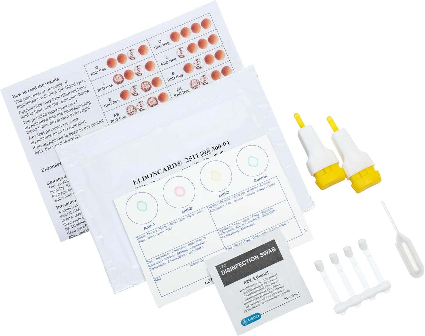 Eldoncard INC Blood Type Test Kit - Find Your A, B, O, AB & RH Blood Type