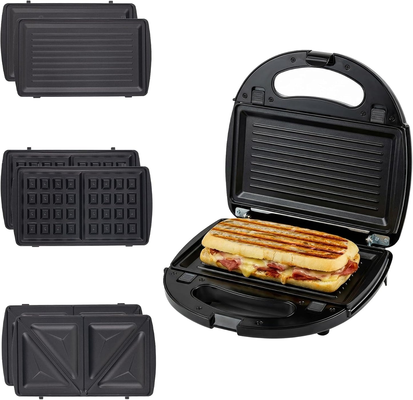 OVENTE Electric Sandwich Maker, 750W Non-Stick Plates, Black GPS401B | Perfect for Grilled Cheese, Tuna Melts, Omelets, French Toast, Breakfast Favorites, Light Meals, and Snacks