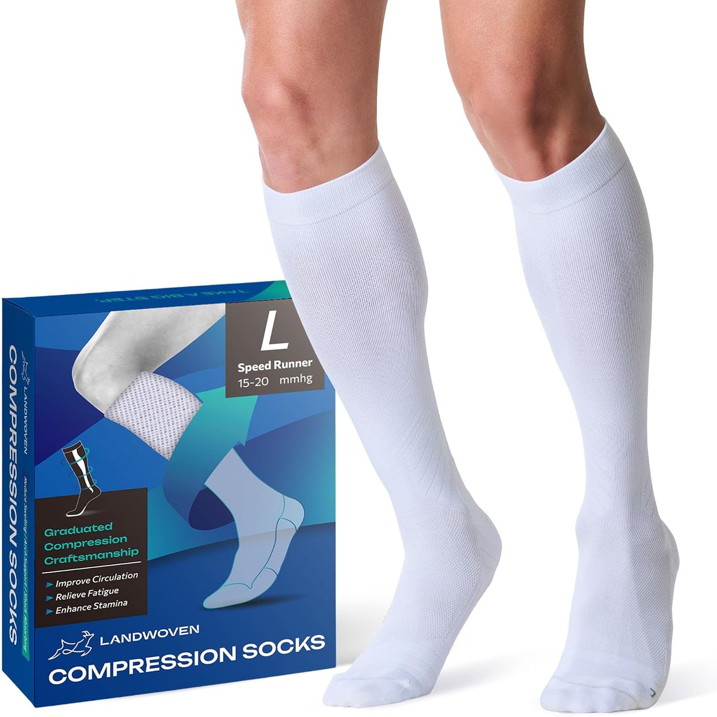 Knee Length Compression Socks for Women and Men, 15-20mmHg