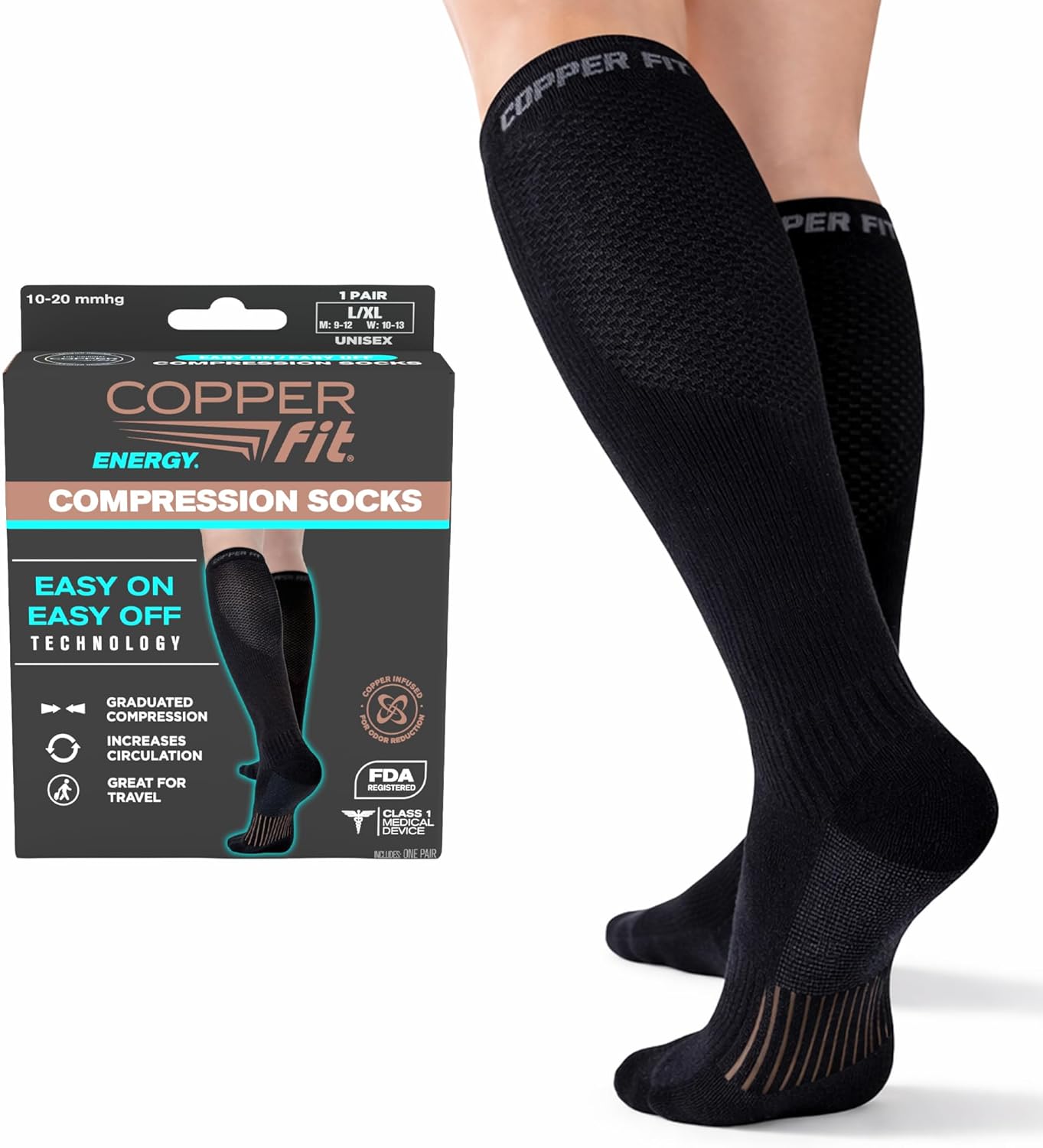 Easy On/Off Energy Compression Socks Made in USA and Imported
