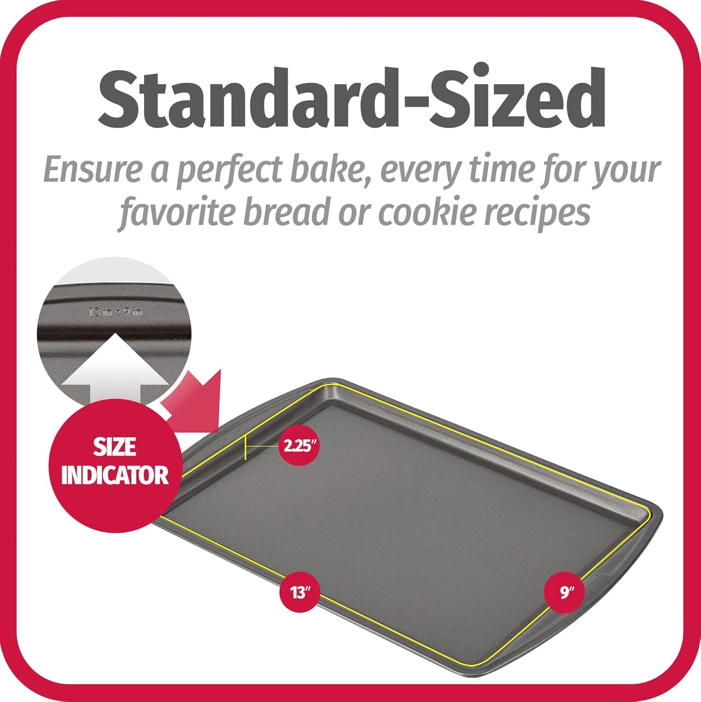 GoodCook Everyday Baking Sheet Set Nonstick Carbon Steel Standard-Sized Cookie Sheets for Even Baking, Bakeware Set Includes 3 Pans with Scratch-Resistant Finish, 13x9-Inch, Gray