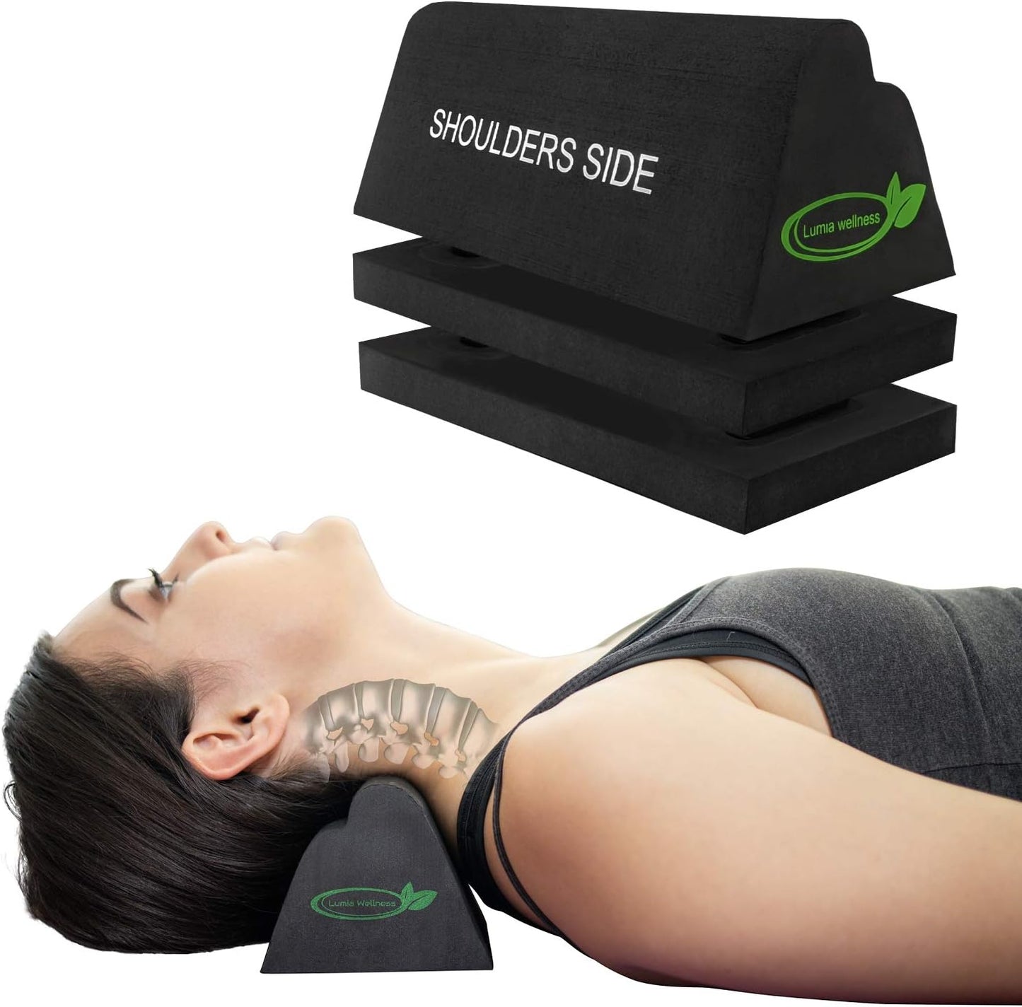 Lumia Wellness Cervical Orthotic Traction Block, Firm, Spinal Alignment Device