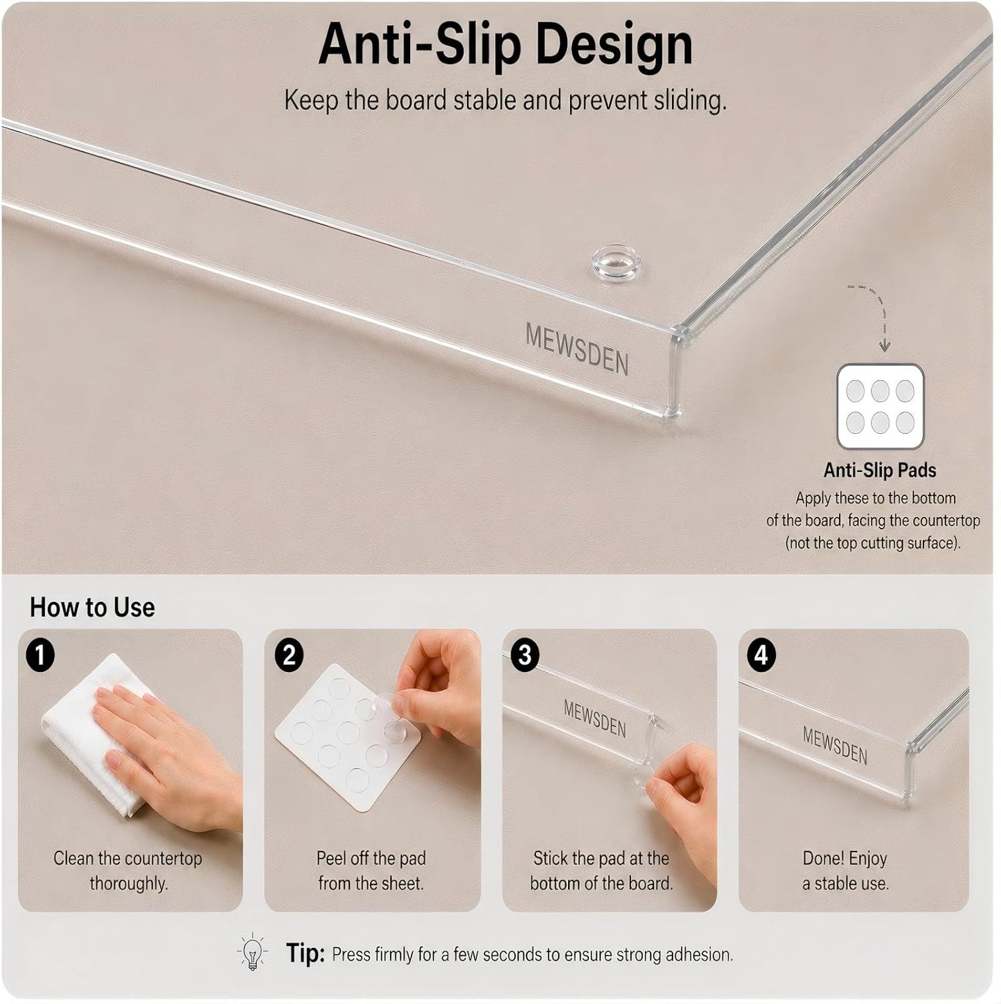 Acrylic Cutting Board with Counter Lip, Clear Cutting Boards for Countertop Protector, Non-Slip Cutting Board for Kitchen Counter, Aesthetic Kitchen Decor Gadgets House Warming Gifts(16.1"x12.5")