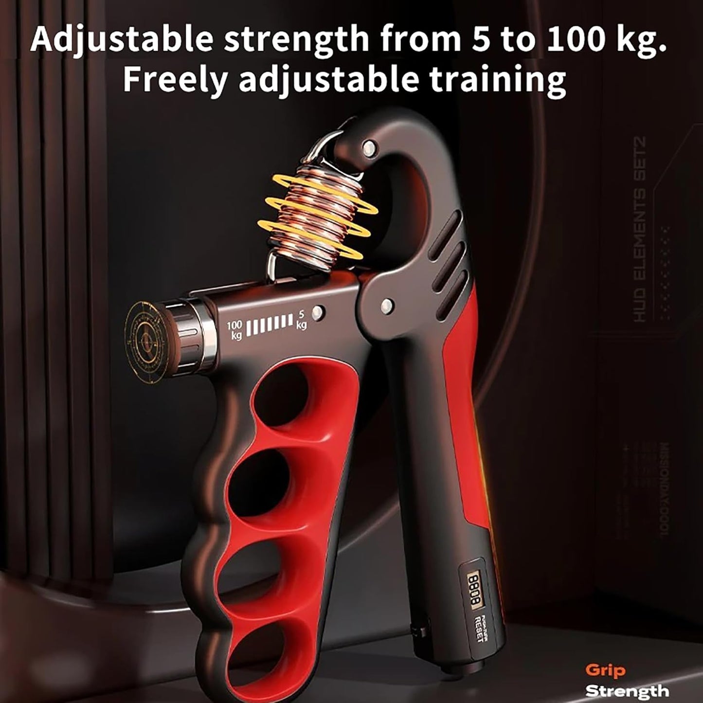 Grip Strength Trainer with Adjustable Resistance 5-100KG and Automatic Counter