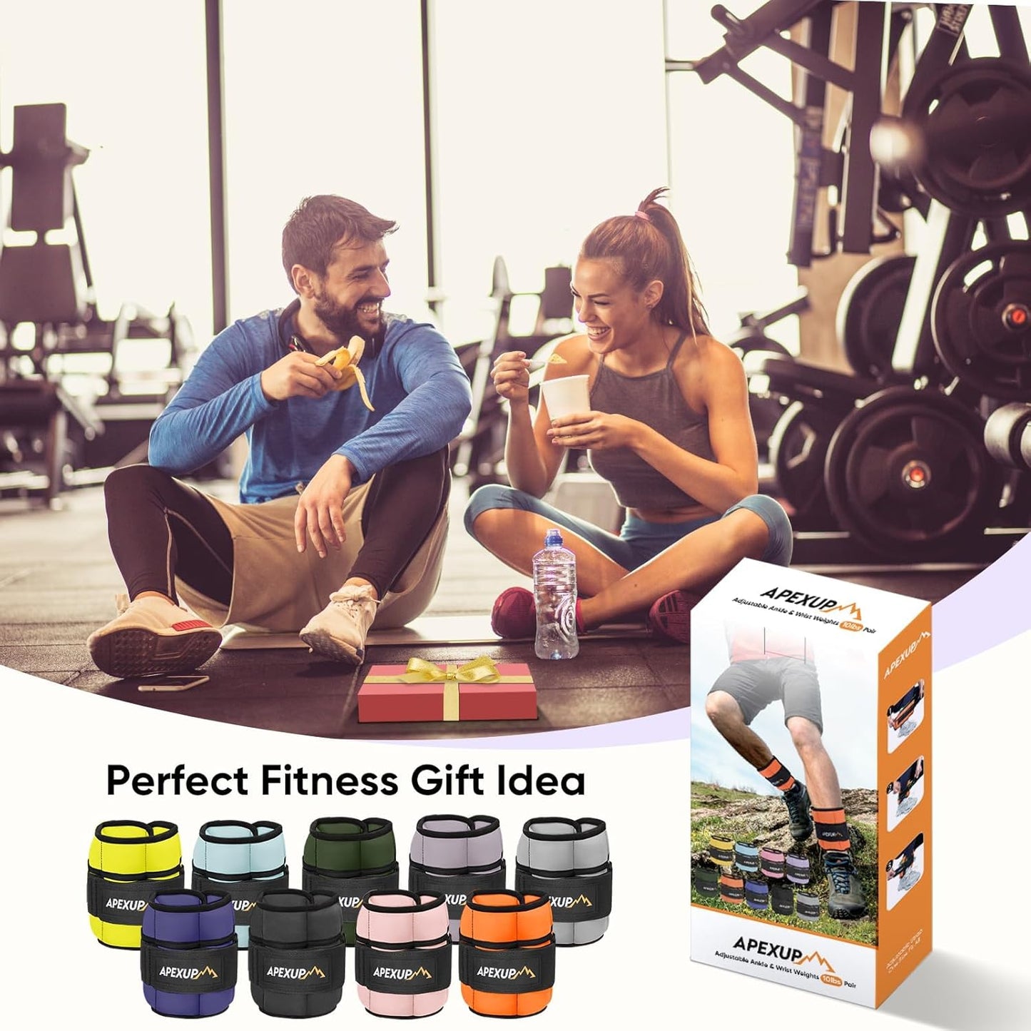 APEXUP Adjustable Ankle Weights 10lbs Pair, Modularized Leg Straps for Yoga, Walking, Running