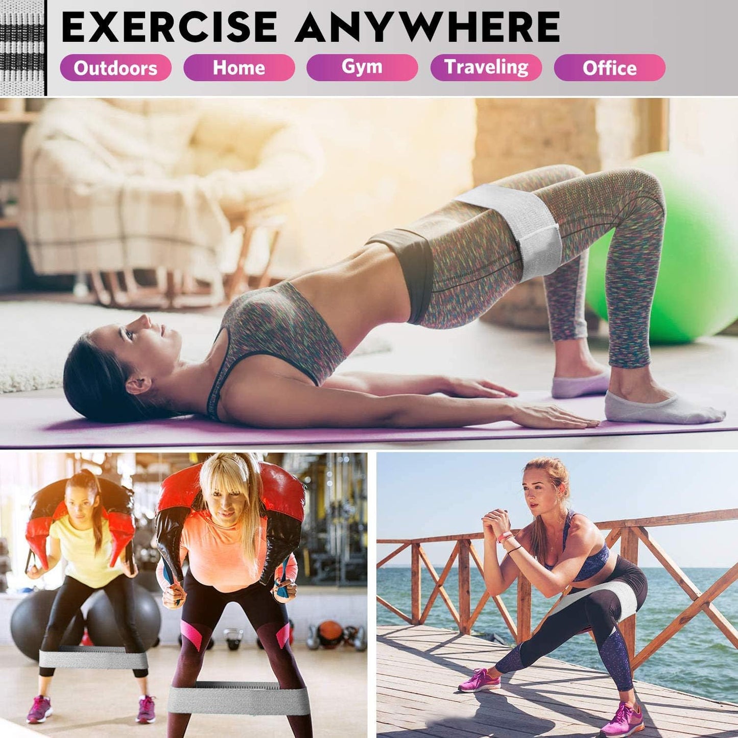Renoj 3-Set Resistance Bands for Pilates, Yoga, and Home Gym