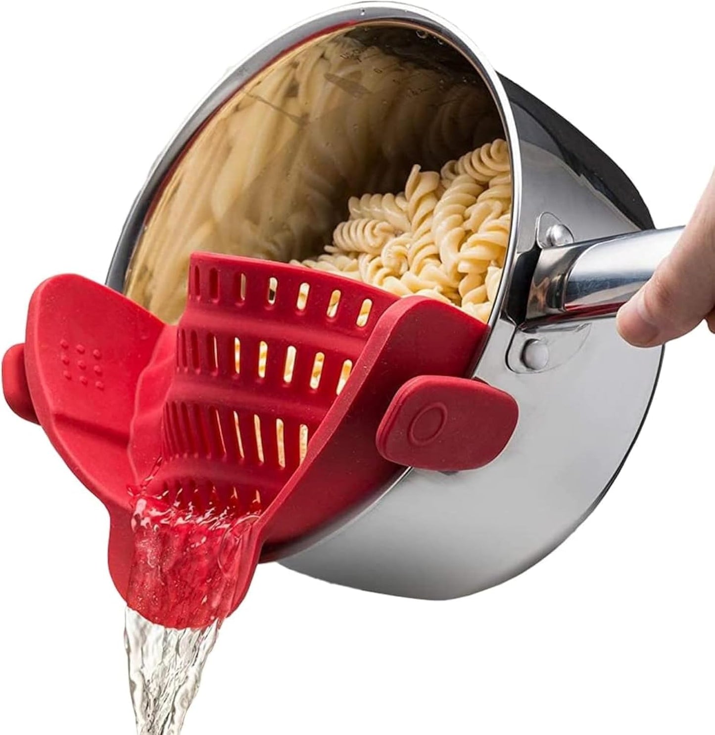 Kitchen Gizmo Snap N' Strain - Silicone Pasta Strainer Clip-On for Pots and Pans - Heat Resistant Colander for Vegetables and Noodles - Kitchen Gadgets for Cooking - Space-Saving Design - Gray