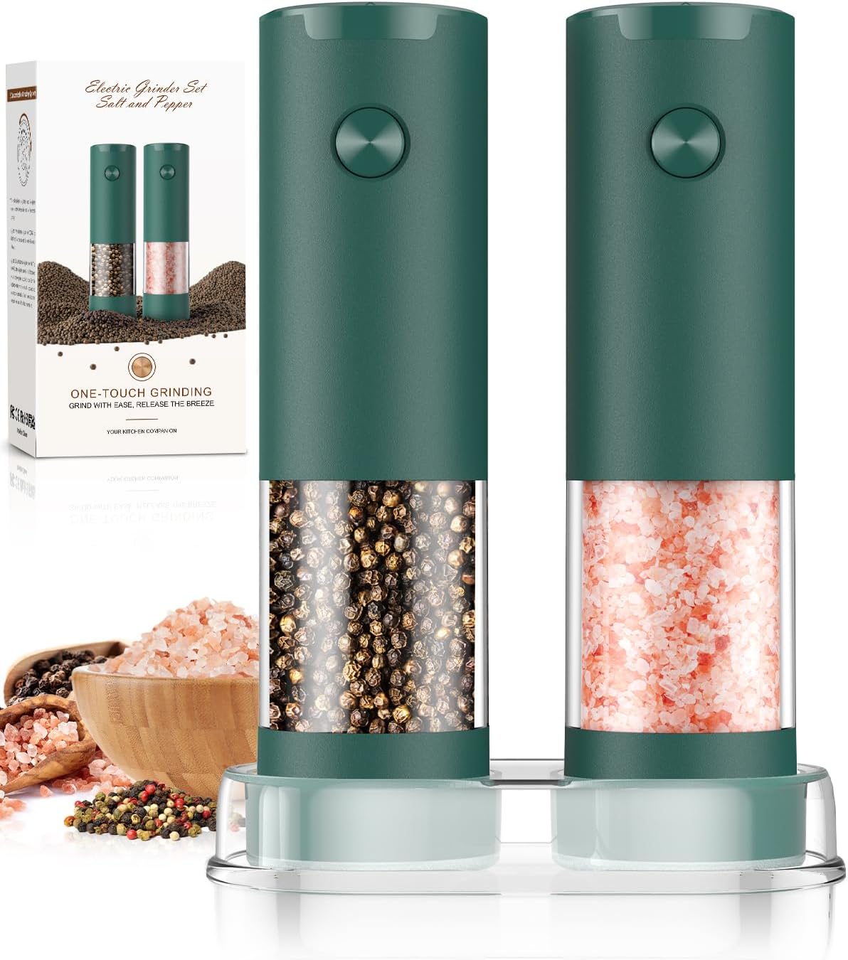 Electric Salt and Pepper Grinder Set Automatic Battery Pepper Mill Shakers Adjustable Coarseness Upgraded Larger Capacity with Led Home and Kitchen Appliances Christmas Gifts for Women