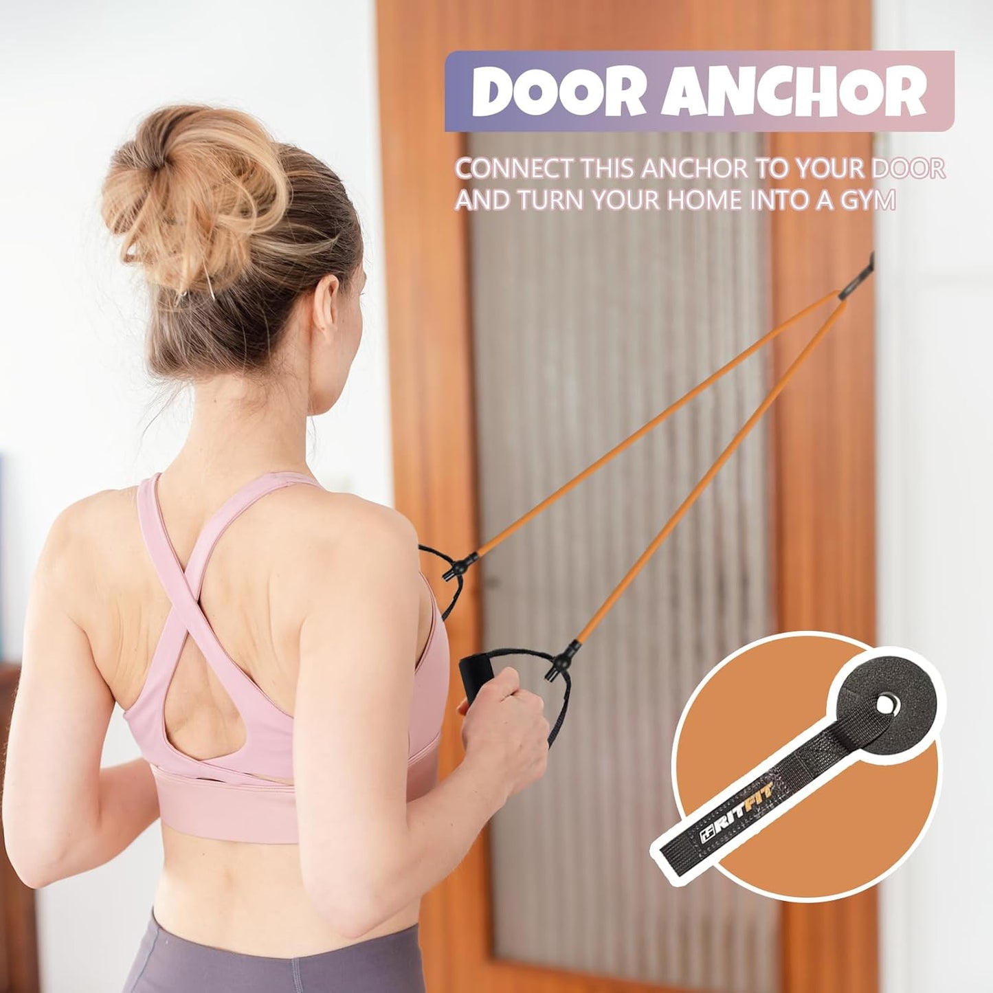 RitFit Single Resistance Exercise Band with Foam Handles - Ideal for Therapy, Strength Training