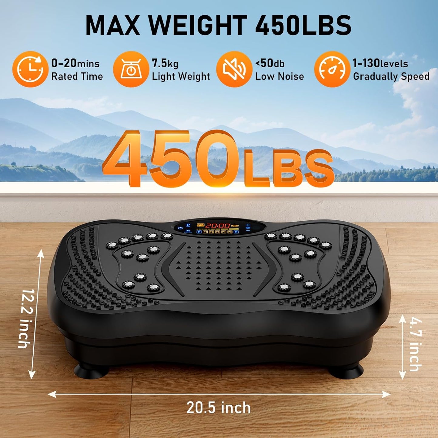 GLYLF Vibration Plate Exercise Machine, 130 Levels, 450 Lbs