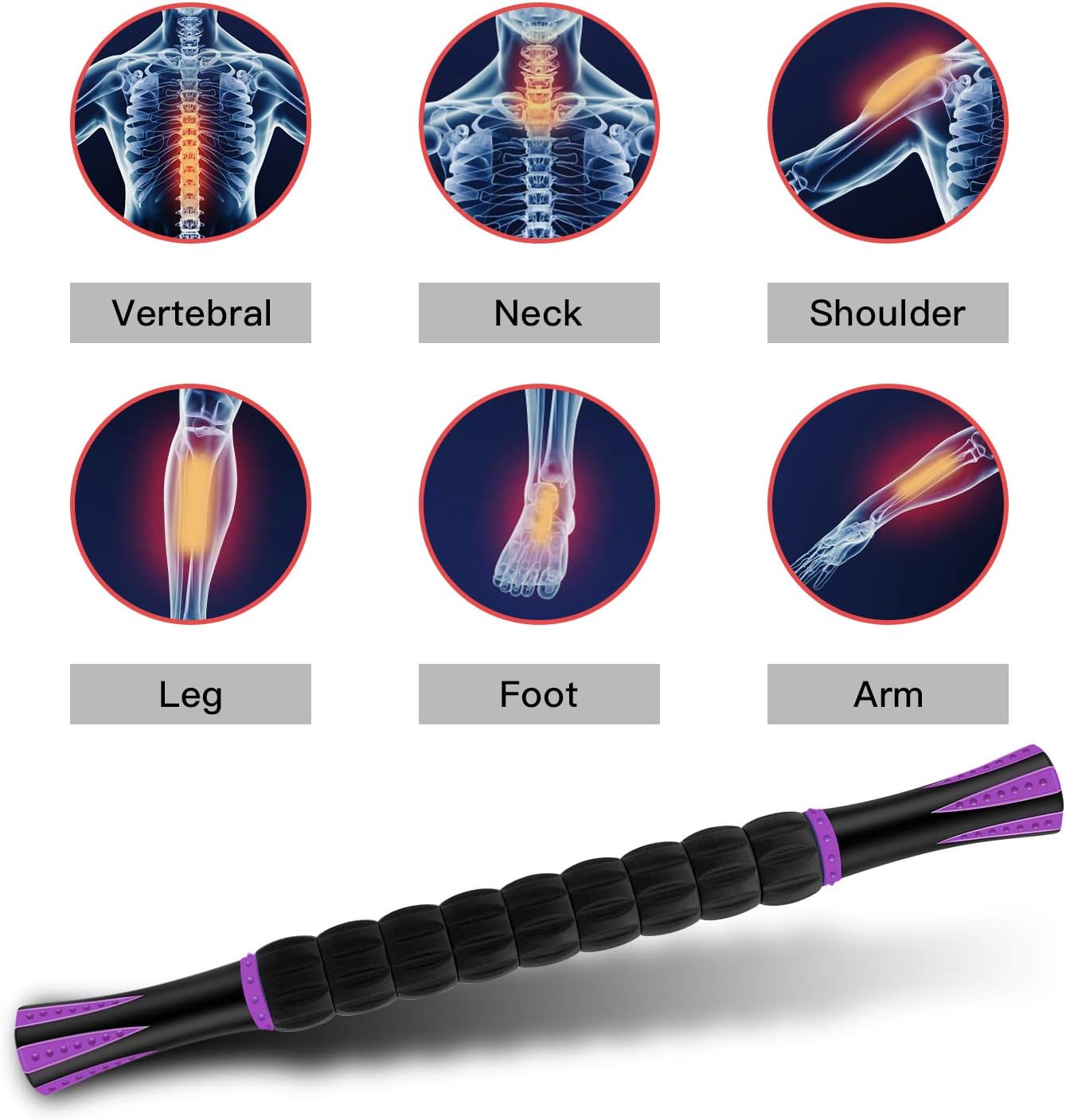 Muscle Roller Massage Stick - Deep Tissue Fascia Blaster for Myofascial Pain Relief and Lymphatic Drainage