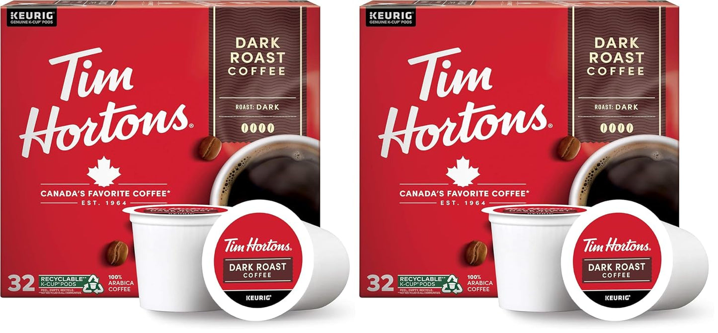 Tim Hortons Dark Roast Coffee K-Cup Pods Compatible with Keurig Brewers 32ct