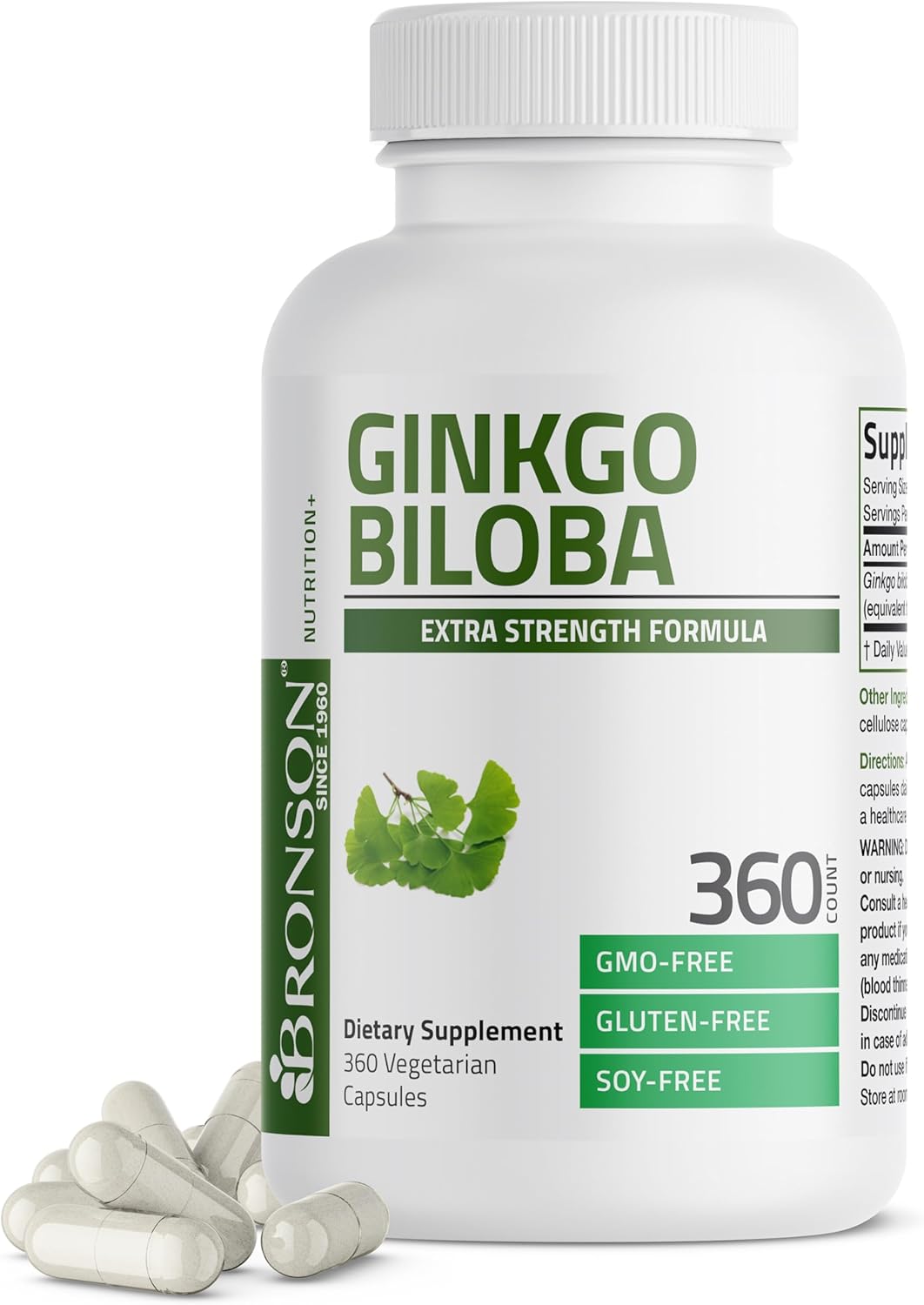 Bronson Ginkgo Biloba Extra Strength Supports Brain Function & Memory Support, 120 Vegetarian Capsules