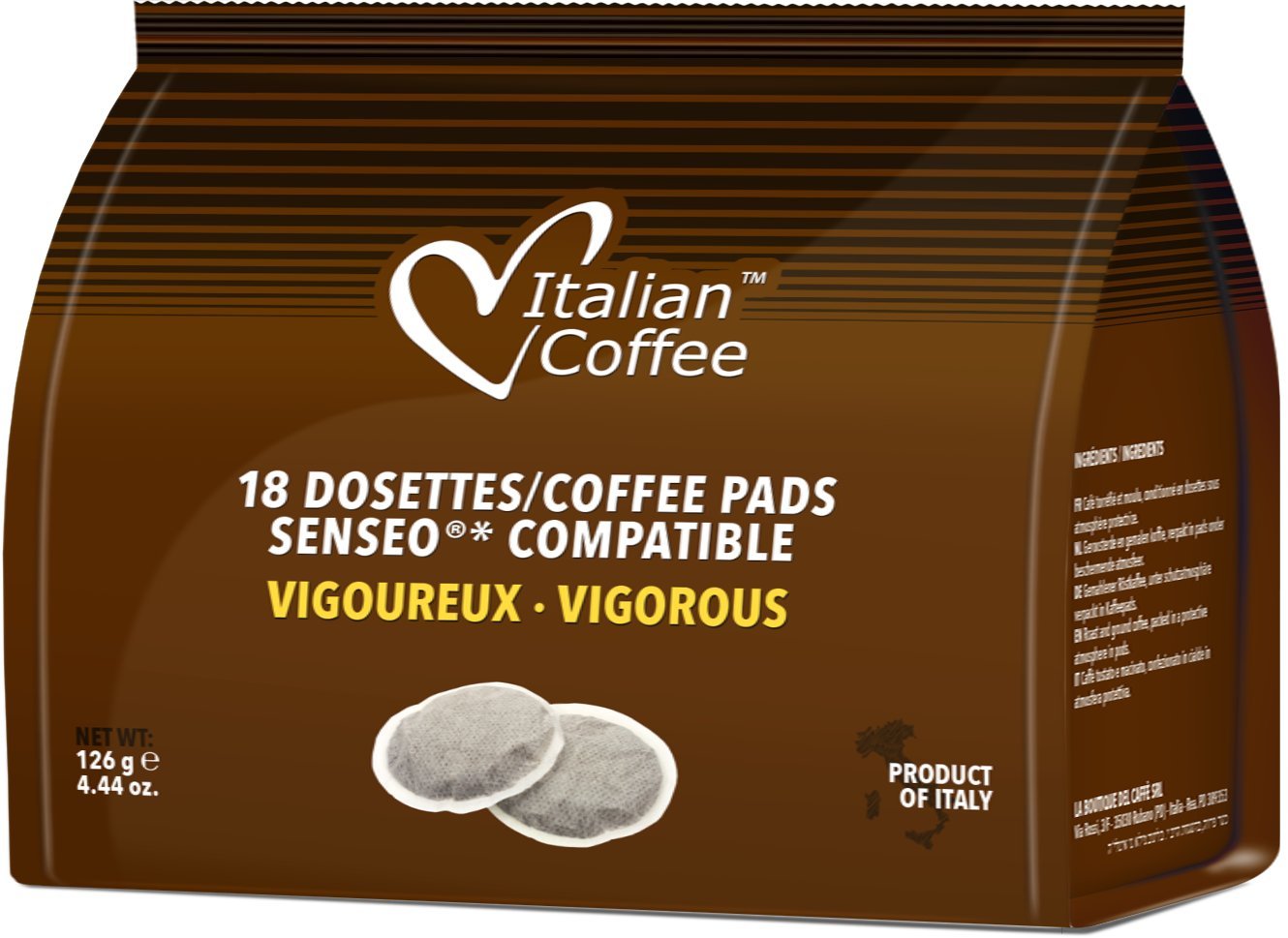 Italian Coffee Pads for Senseo Machines, 3 Flavors Mix, 54 Pads