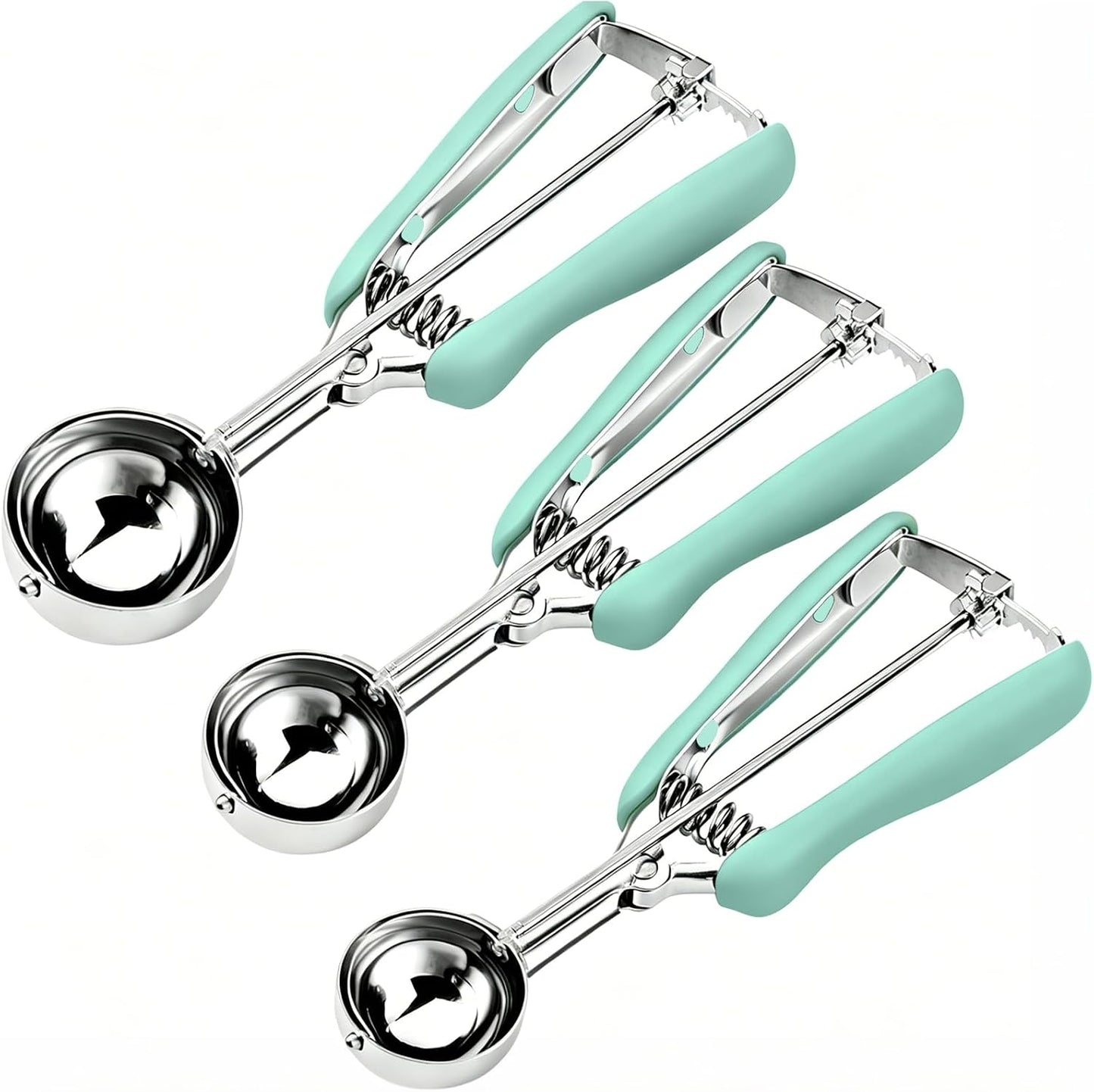 HOMURE H Cookie Scoop Set, Include 1 Tbsp/2 Tbsp/3 Tbsp, Cookie Dough Scoop, Cookie Scoops for Baking Set of 3, 18/8 Stainless Steel, Good Grip, Non-Slip, For Cookies Cupcake Muffin Ice Cream waffle