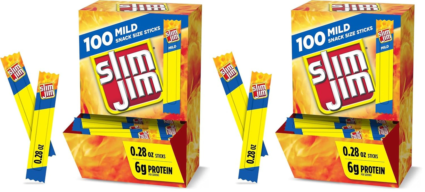 Slim Jim Original Smoked Meat Sticks, 100 Count, 0.28 oz Each